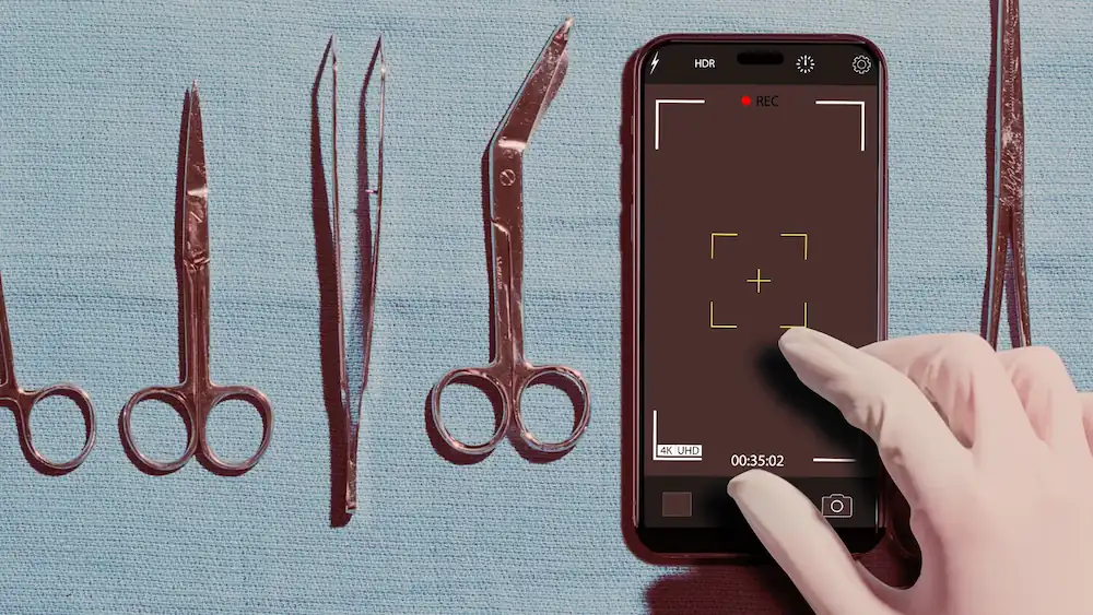 photo of surgical tools next to an iPhone