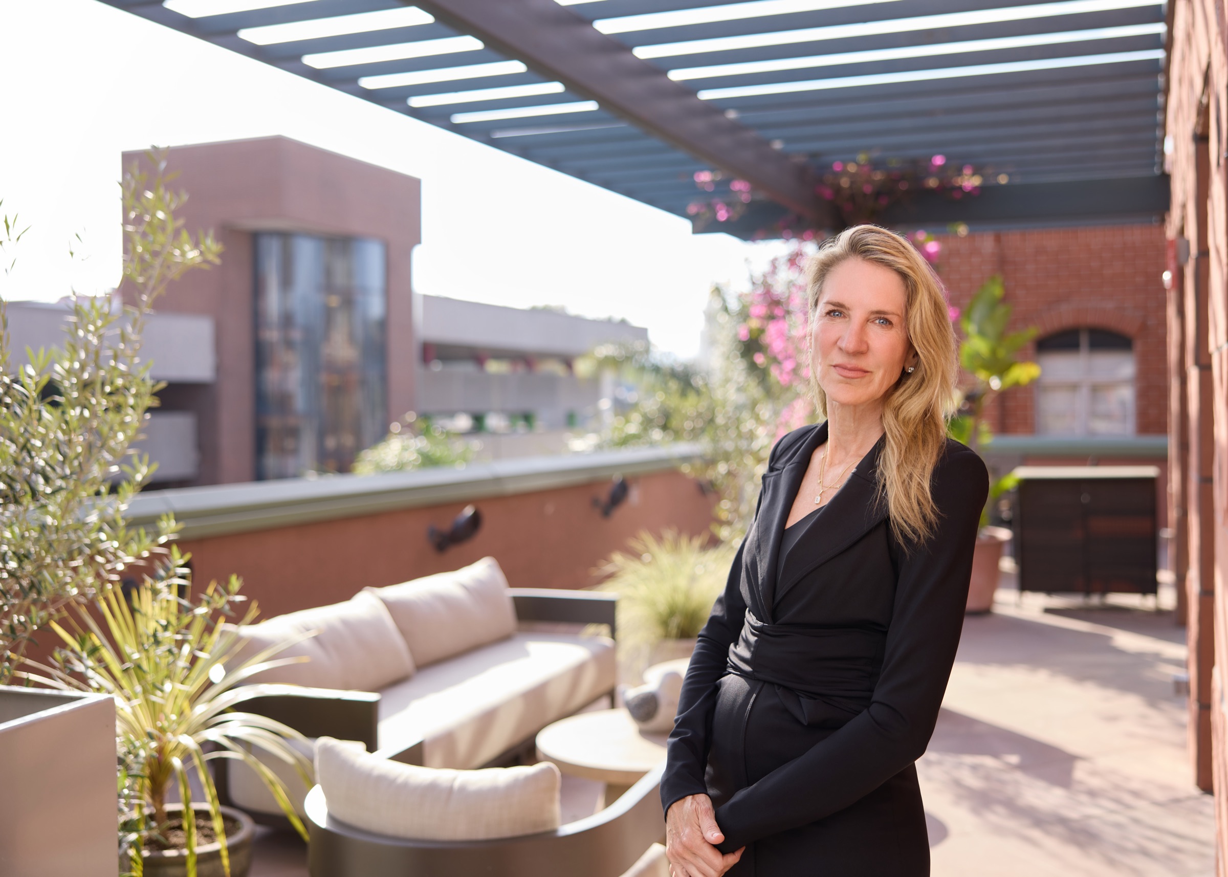 Dr. Lisa Cassileth on the rooftop terrace at The Practice Healthcare, Beverly Hills
