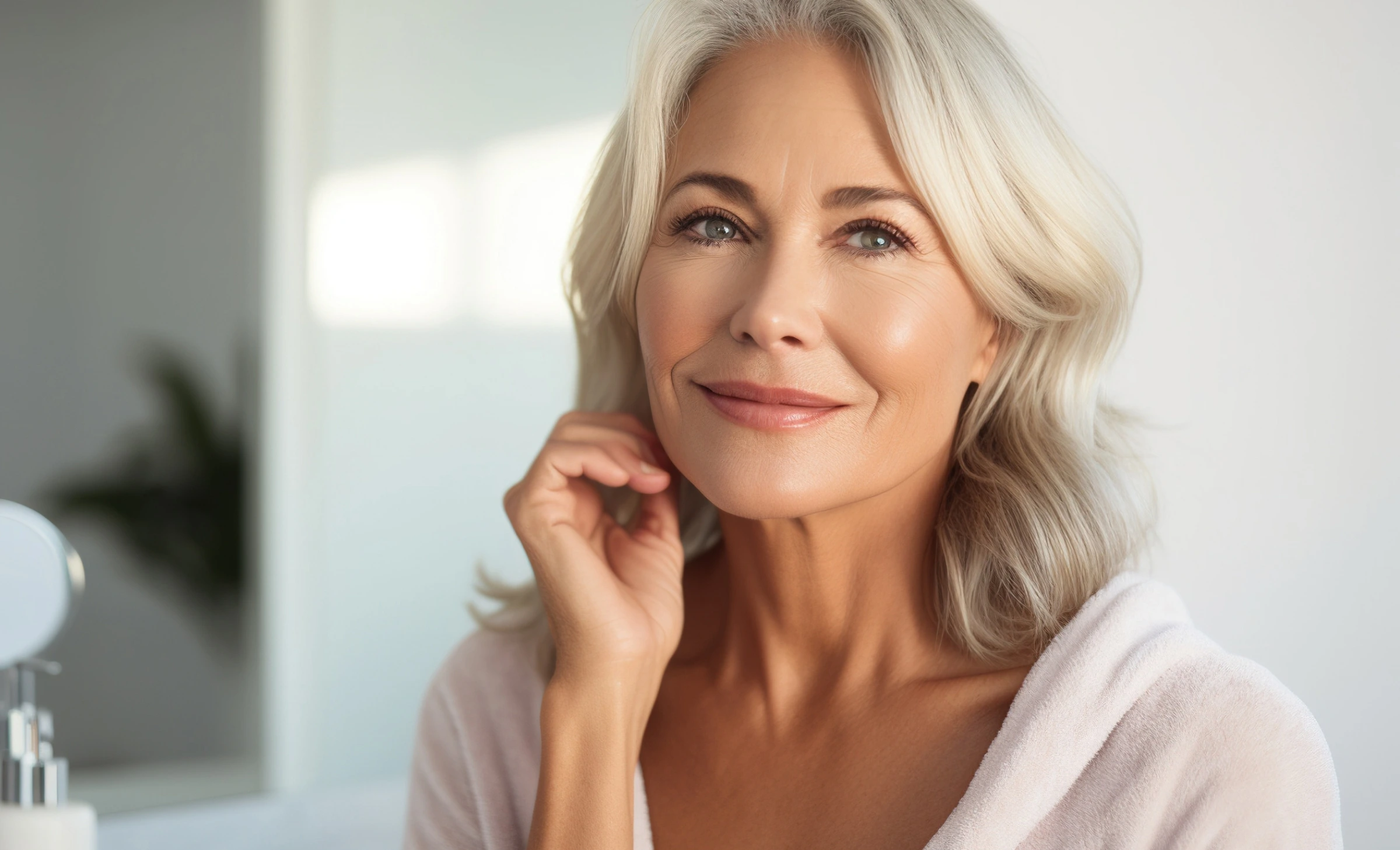 beautiful aging woman with smooth skin