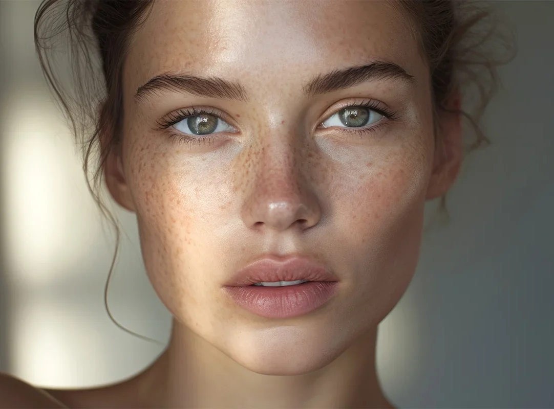 Young woman with healthy natural skin up close